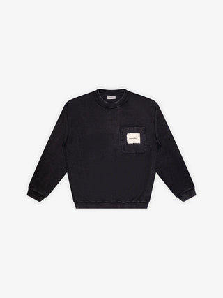 Chest Pocket Crewneck - Washed Charcoal Black