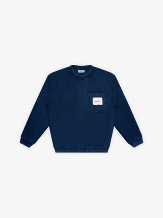 Chest Pocket Crewneck - Washed Navy