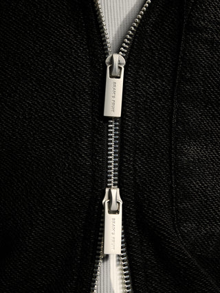 Chest Pocket Zipper Hoodie - Washed Charcoal