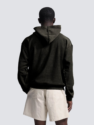 Chest Pocket Zipper Hoodie - Washed Charcoal