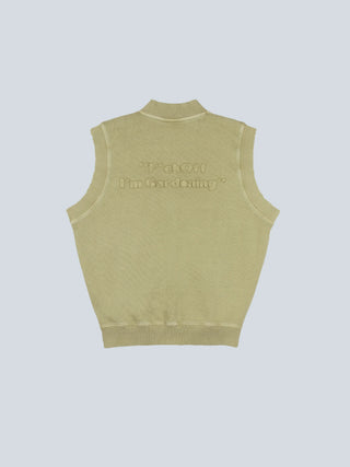 Cut & Sew “F*ck Off I'm Gardening” Sleeveless Vest - Washed Olive