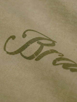 Distressed Script Logo T-shirt - Olive Green