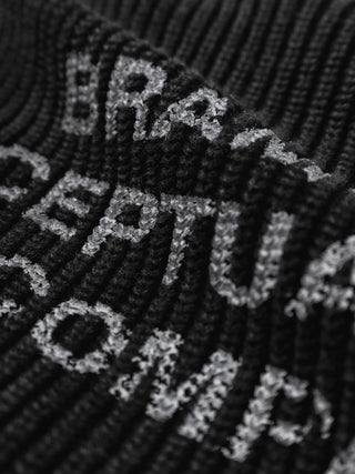 Full Zip Stamp Knit - Black