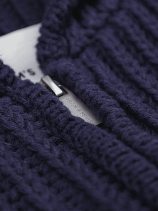 Hooded Fisherman Knit - Navy