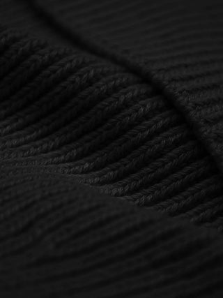 Distressed Label Beanie - Black