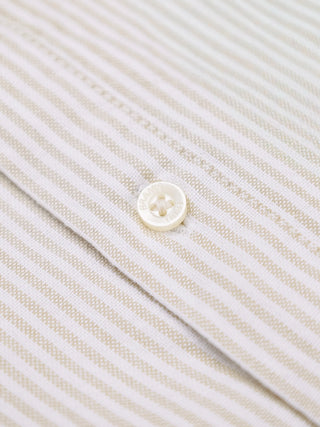 Striped Oxford Shirt distressed Longsleeve  - Sand
