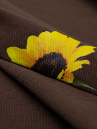 Sunflower Zipper Hoodie - Brown