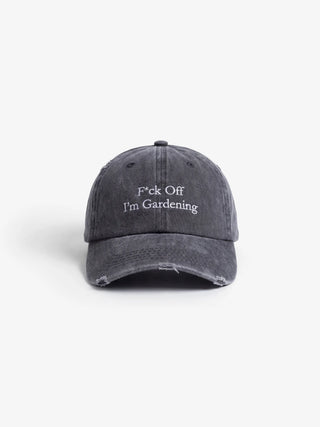 “F*ck Off I'm Gardening” Cap Distressed - Washed Charcoal