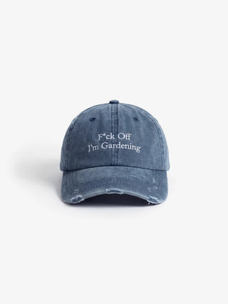 “F*ck Off I'm Gardening” Cap Distressed - Washed Navy