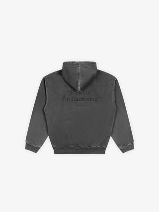 Distressed F*ck Off I'm Gardening Hoodie - Washed Black