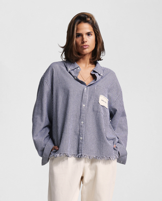Distressed Farmer’s Shirt Longsleeve - Black