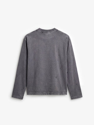 Distresssed Quote Longsleeve - Washed Shadow Black