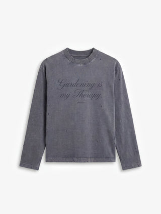 Distresssed Quote Longsleeve - Washed Shadow Black