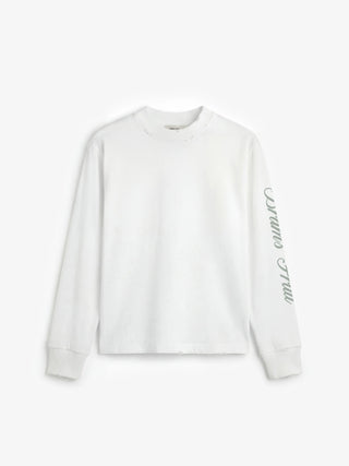 Distressed Script Logo Longsleeve - Off White