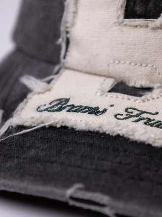 Distressed Varsity Cap - Black