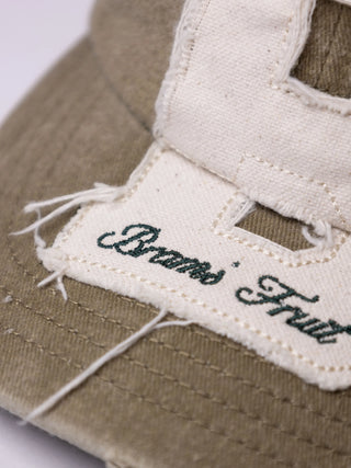 Distressed Varsity Cap - Olive Green