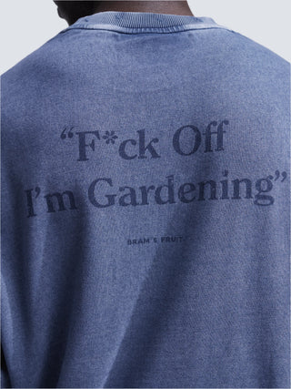 Distressed "F*ck Off I'm Gardening" Longsleeve - Washed Midnight Blue