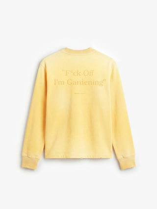 Distressed “F*ck Off I’m Gardening” Longsleeve - Washed Sunrise Yellow