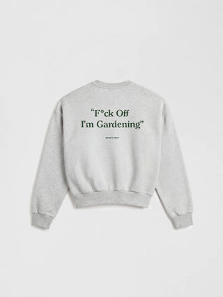 Distressed “F*ck Off I'm Gardening” Crewneck - Grey Melange