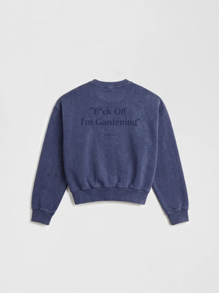 Distressed “F*ck Off I'm Gardening” Crewneck - Washed Midnight Blue