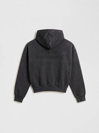 Distressed F*ck Off I'm Gardening Zipper Hoodie - Washed Black