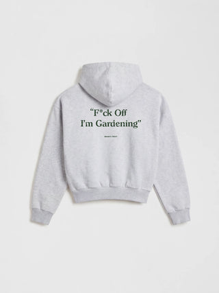 Distressed “F*ck Off” Zipper Hoodie - Grey Melange