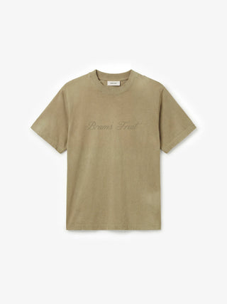 Distressed Script Logo T-shirt - Olive Green