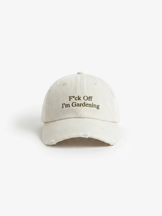 ''F*ck Off I’m Gardening'' Cap Distressed - White Sand