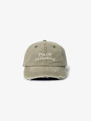 F*ck Off I'm Gardening Cap Distressed - Washed Olive Green