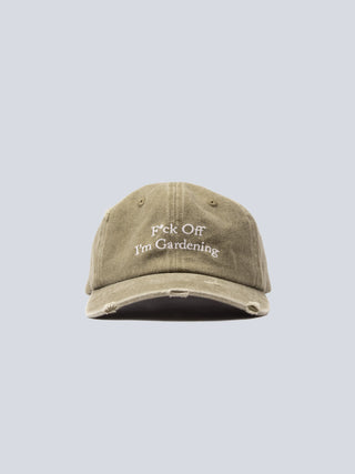 F*ck Off I'm Gardening Cap Distressed - Washed Olive Green