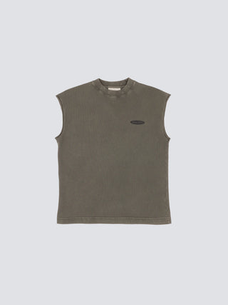 “F*ck Off I'm Gardening” Sleeveless T-Shirt Distressed - Washed Charcoal