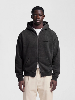 Distressed F*ck Off I'm Gardening Zipper Hoodie - Washed Black