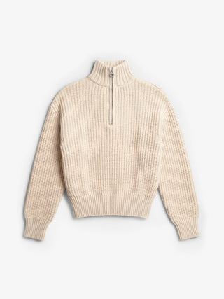 Fisherman Quarter Zip Knit - Beige