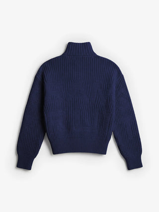 Fisherman Quarter Zip Knit - Midnight Blue