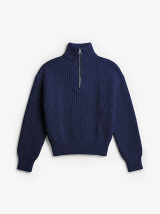 Fisherman Quarter Zip Knit - Midnight Blue