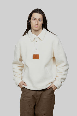 Fleece Pull-Over Polo - White