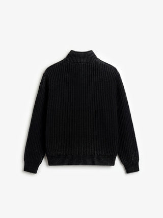 Full Zip Stamp Knit - Black