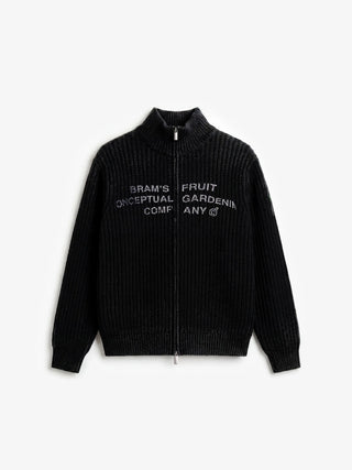 Full Zip Stamp Knit - Black