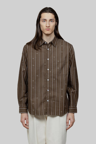 Lemon Pattern Oxford Shirt - Brown