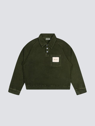 Chest Pocket Sweat Polo  - Washed Charcoal