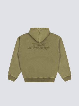 Cut & Sew “F*ck Off I'm Gardening” Hoodie - Washed Olive Green