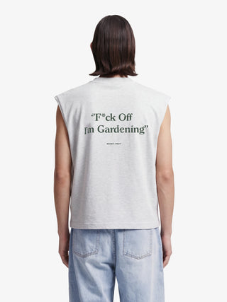 Distressed “F*ck Off I'm Gardening” Sleeveless T-shirt - Grey Melange