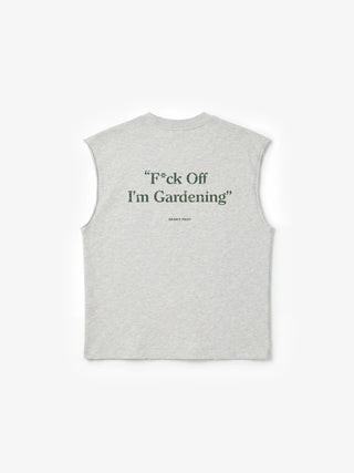 Distressed “F*ck Off I'm Gardening” Sleeveless T-shirt - Grey Melange