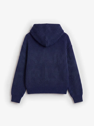 Hooded Fisherman Knit - Navy
