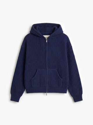 Hooded Fisherman Knit - Navy