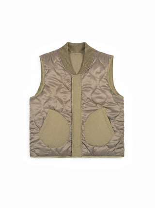Reversible Padded Vest - Olive Green
