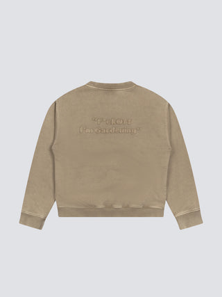 Cut & Sew “F*ck Off” Crewneck - Washed Khaki