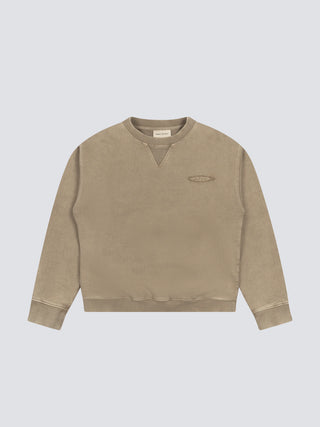 Cut & Sew “F*ck Off” Crewneck - Washed Khaki