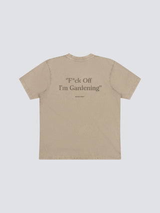 Distressed  "F*ck Off I'm Gardening" T-shirt - Washed Khaki