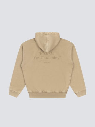 Distressed “F*ck Off” Hoodie - Washed Khaki